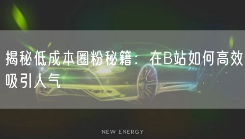 揭秘低成本圈粉秘籍：在B站如何高效吸引人气