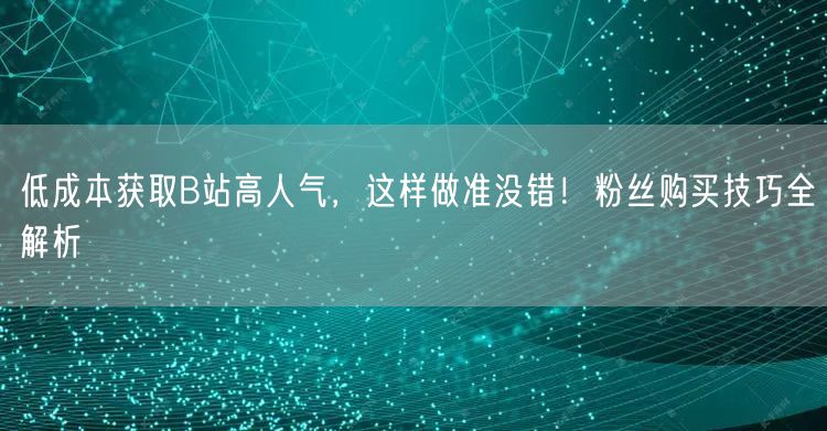 低成本获取B站高人气，这样做准没错！粉丝购买技巧全解析