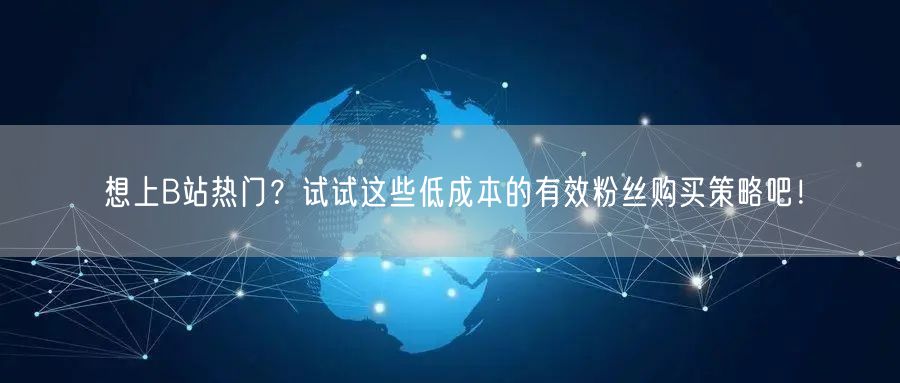 想上B站热门？试试这些低成本的有效粉丝购买策略吧！
