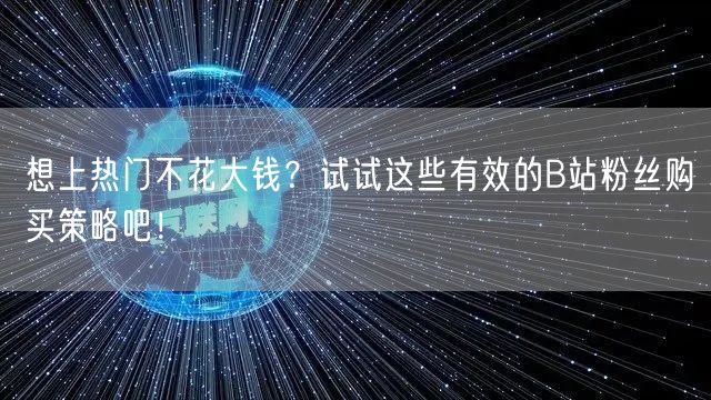 想上热门不花大钱？试试这些有效的B站粉丝购买策略吧！