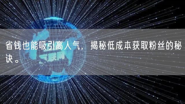 省钱也能吸引高人气，揭秘低成本获取粉丝的秘诀。