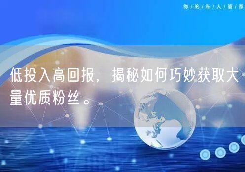 低投入高回报，揭秘如何巧妙获取大量优质粉丝。