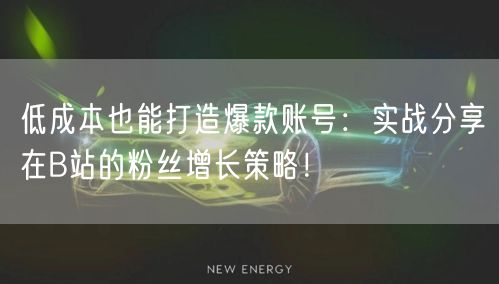 低成本也能打造爆款账号：实战分享在B站的粉丝增长策略！