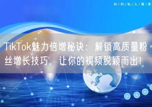 TikTok魅力倍增秘诀：解锁高质量粉丝增长技巧，让你的视频脱颖而出！