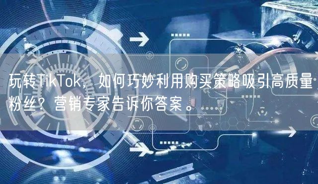 玩转TikTok，如何巧妙利用购买策略吸引高质量粉丝？营销专家告诉你答案。