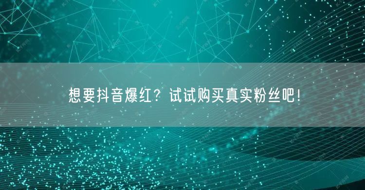 想要抖音爆红？试试购买真实粉丝吧！