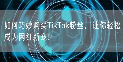 如何巧妙购买TikTok粉丝，让你轻松成为网红新宠！