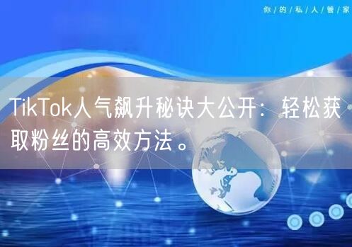 TikTok人气飙升秘诀大公开：轻松获取粉丝的高效方法。