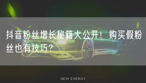 抖音粉丝增长秘籍大公开！购买假粉丝也有技巧？