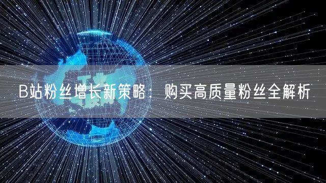 B站粉丝增长新策略：购买高质量粉丝全解析