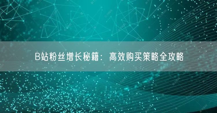B站粉丝增长秘籍：高效购买策略全攻略