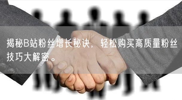 揭秘B站粉丝增长秘诀，轻松购买高质量粉丝技巧大解密。