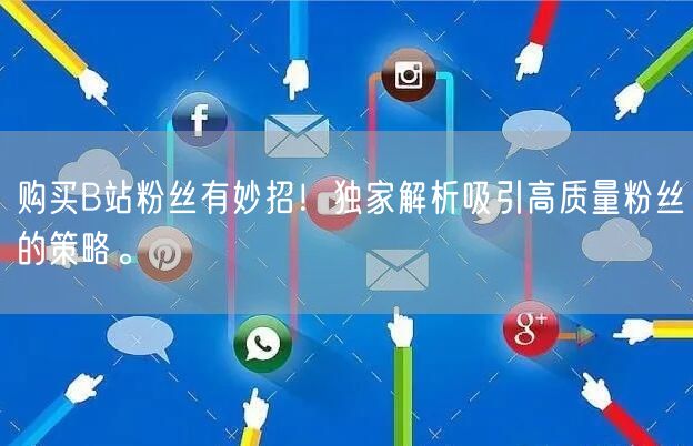 购买B站粉丝有妙招！独家解析吸引高质量粉丝的策略。