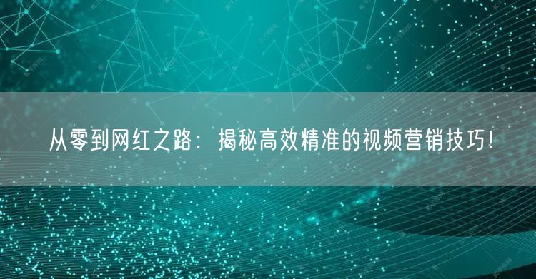 从零到网红之路：揭秘高效精准的视频营销技巧！