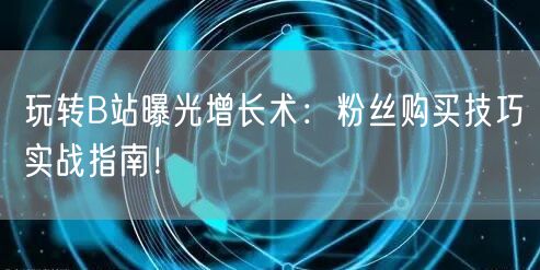 玩转B站曝光增长术：粉丝购买技巧实战指南！