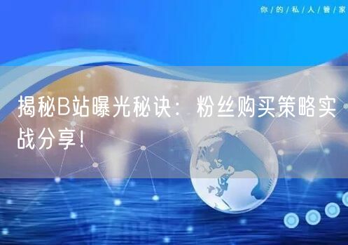 揭秘B站曝光秘诀：粉丝购买策略实战分享！