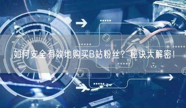 如何安全有效地购买B站粉丝？秘诀大解密！