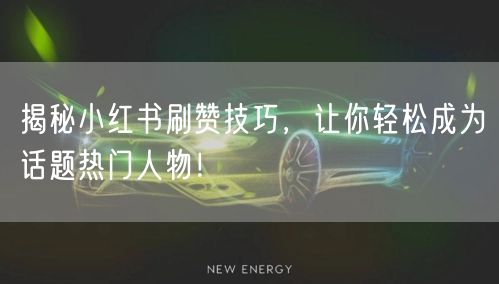 揭秘小红书刷赞技巧，让你轻松成为话题热门人物！