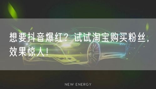 想要抖音爆红？试试淘宝购买粉丝，效果惊人！