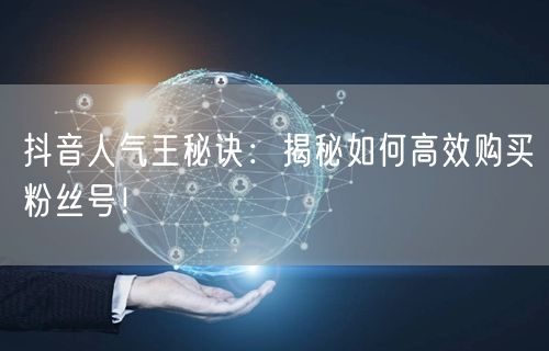 抖音人气王秘诀：揭秘如何高效购买粉丝号！