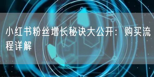小红书粉丝增长秘诀大公开：购买流程详解