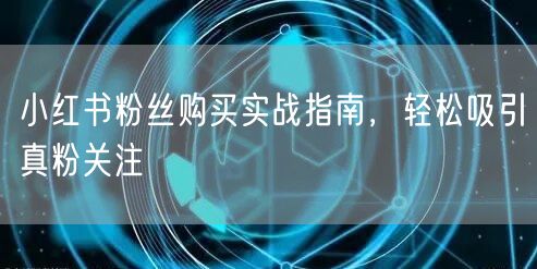 小红书粉丝购买实战指南，轻松吸引真粉关注