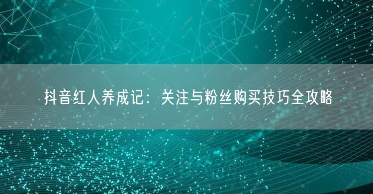 抖音红人养成记：关注与粉丝购买技巧全攻略