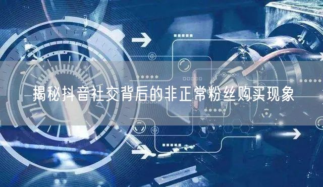 揭秘抖音社交背后的非正常粉丝购买现象