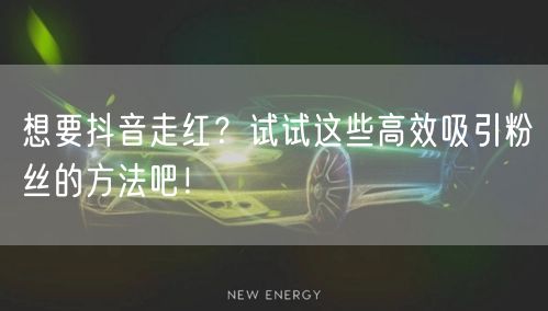想要抖音走红？试试这些高效吸引粉丝的方法吧！