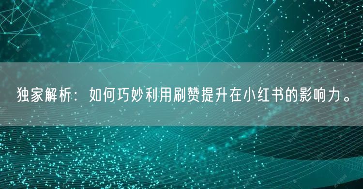 独家解析：如何巧妙利用刷赞提升在小红书的影响力。