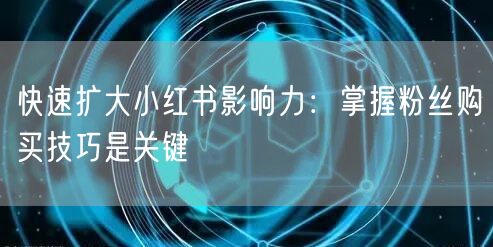 快速扩大小红书影响力：掌握粉丝购买技巧是关键