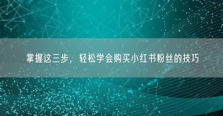 掌握这三步，轻松学会购买小红书粉丝的技巧