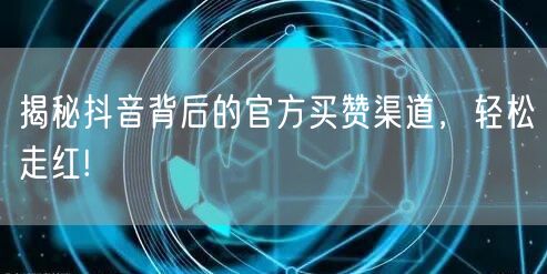 揭秘抖音背后的官方买赞渠道，轻松走红!