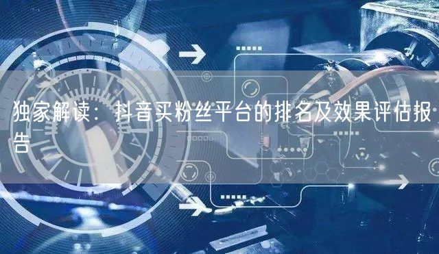 独家解读：抖音买粉丝平台的排名及效果评估报告