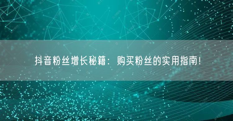抖音粉丝增长秘籍：购买粉丝的实用指南！
