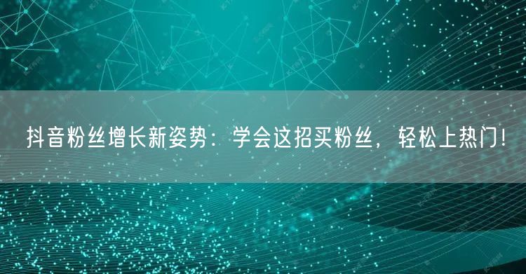 抖音粉丝增长新姿势：学会这招买粉丝，轻松上热门！
