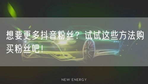 想要更多抖音粉丝？试试这些方法购买粉丝吧！