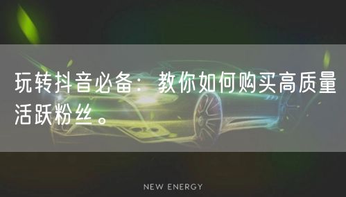 玩转抖音必备：教你如何购买高质量活跃粉丝。